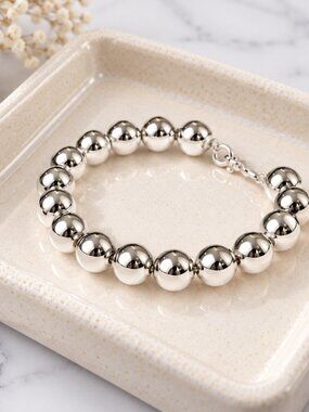 Silver Bracelet,Silver Ball Bracelet, Women’s Jewelry, Bracelet, Gift, T…